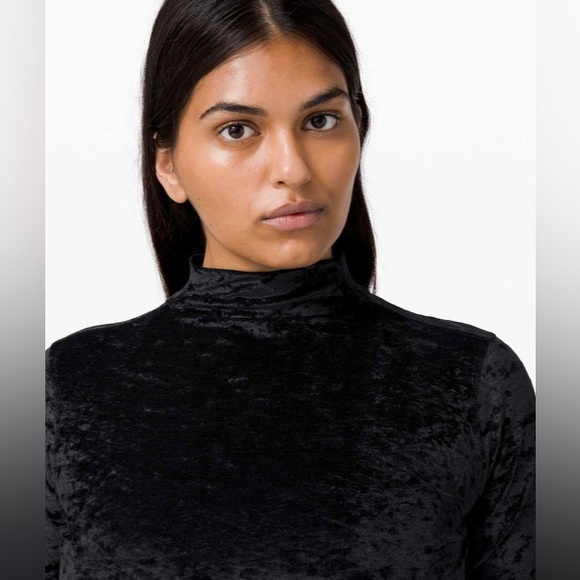 RARE NWOT 🔥 Lululemon All Aligned Mock Neck Long Sleeve *Crushed Velvet Black - Picture 3 of 8